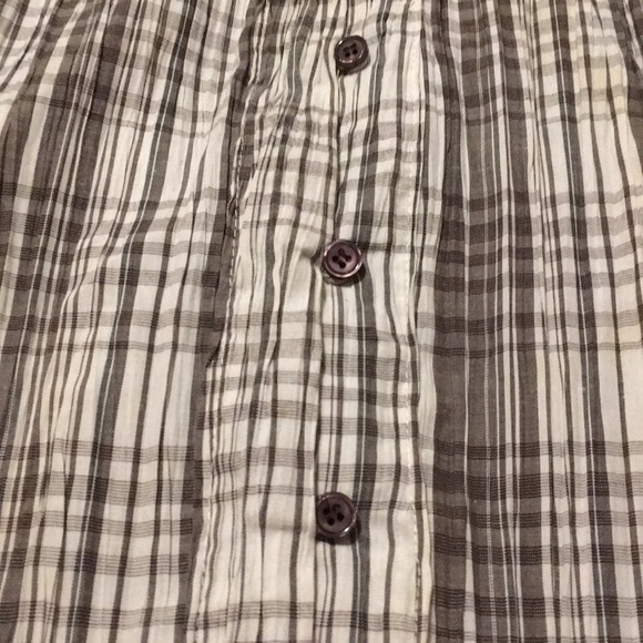 SJB Button down blouse brown and off white 1X - Picture 2 of 6